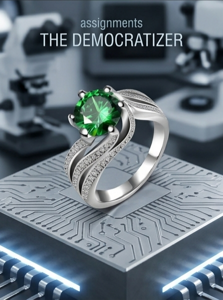 3ct 100-facet green moissanite triple-shank pavé wave ring — vivid green, fluid motion | TARA AYARH LUNE