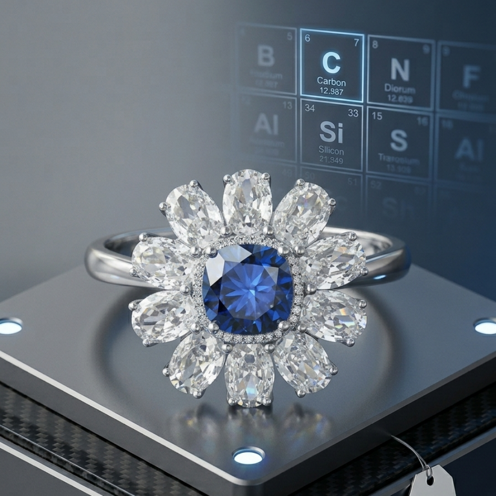 3.5ct Cushion Cut Moissanite Floral Halo Ring | Royal Bloom High-Definition Radiance | TARA AYARH LUNE
