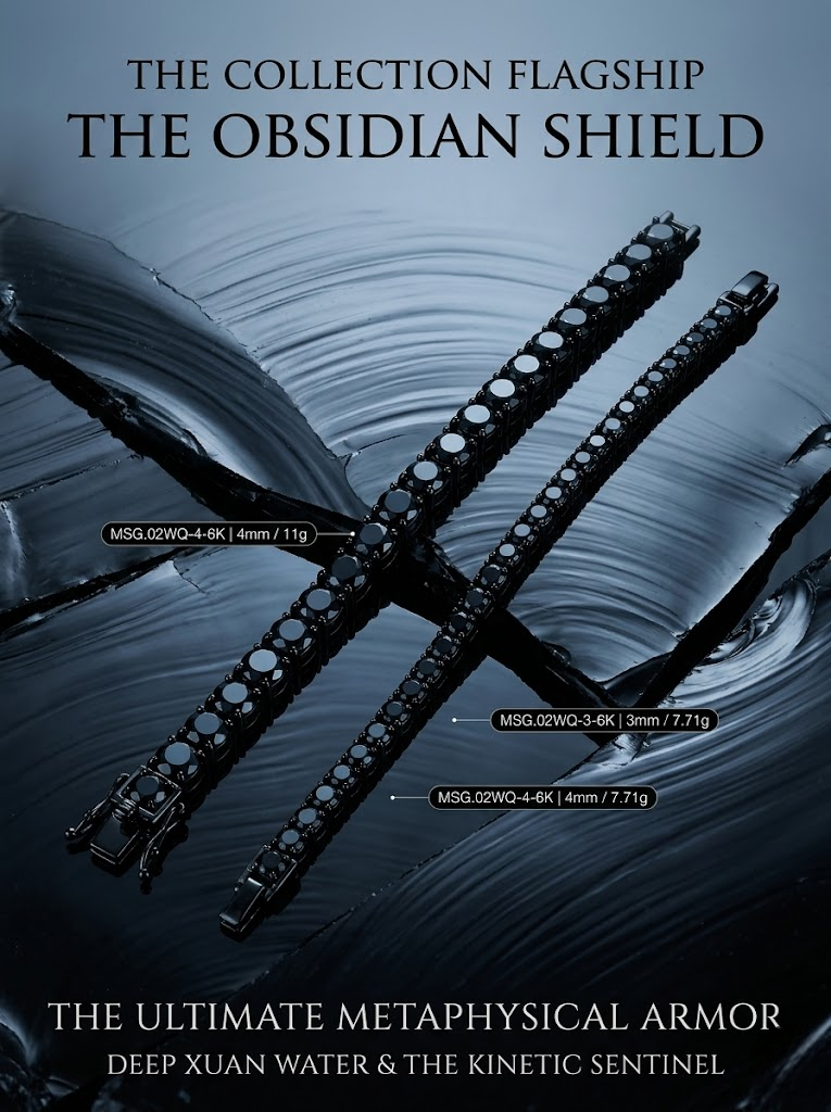 3mm Black-Plated Moissanite Tennis Bracelet | Obsidian Shield | TARA AYARH LUNE