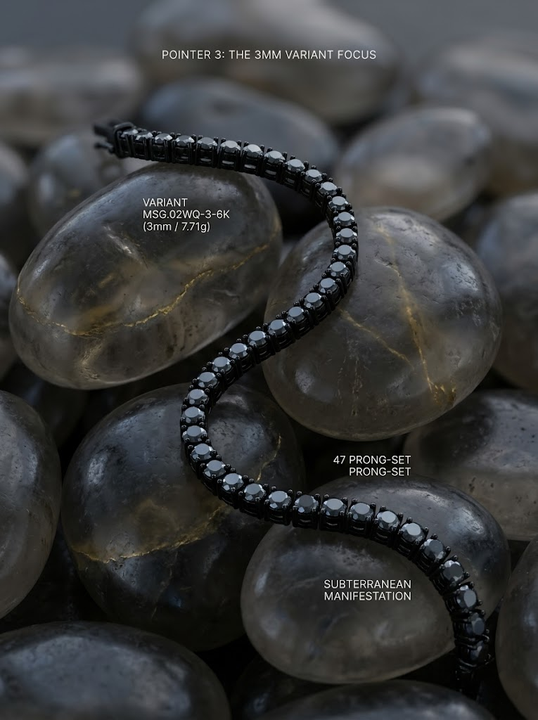 3mm Black-Plated Moissanite Tennis Bracelet | Obsidian Shield | TARA AYARH LUNE