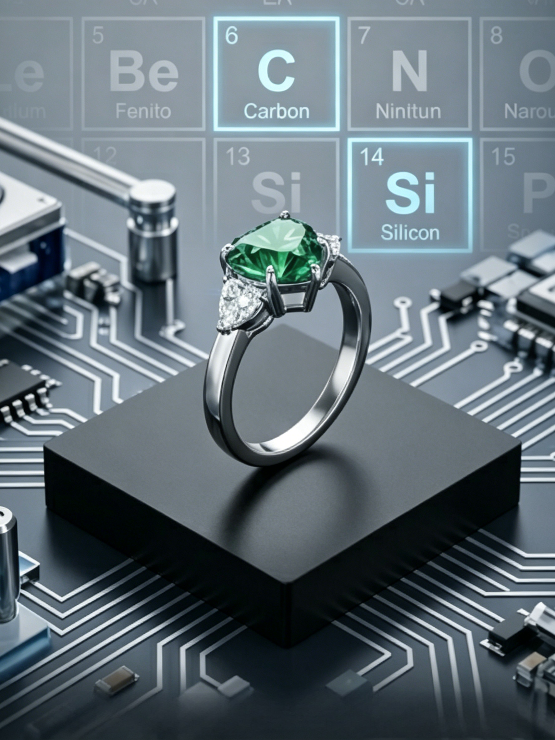 2.4ct Heart Cut Moissanite Trilogy Ring | Nexus Heart Scientific Romance Edition | TARA AYARH LUNE
