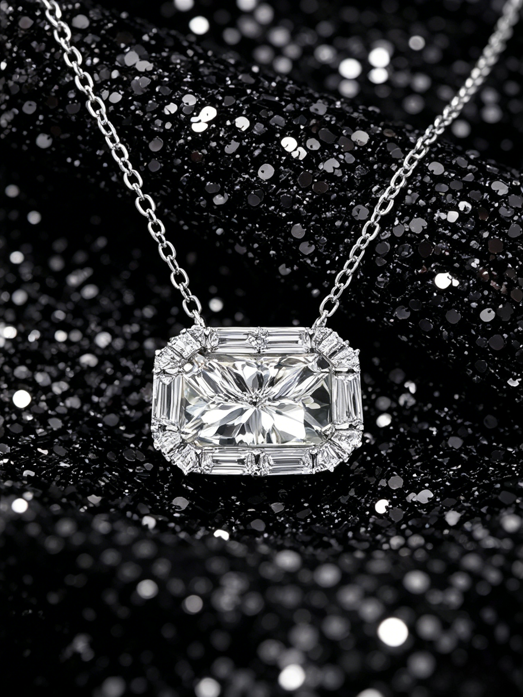 2ct Lab-Grown Moissanite Radiant Halo Pendant on Model | Conflict-Free Fine Jewelry | TARA AYARH LUNE