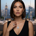 2ct Round-Cut Moissanite Halo Pendant Necklace | Stellar Grande | TARA AYARH LUNE