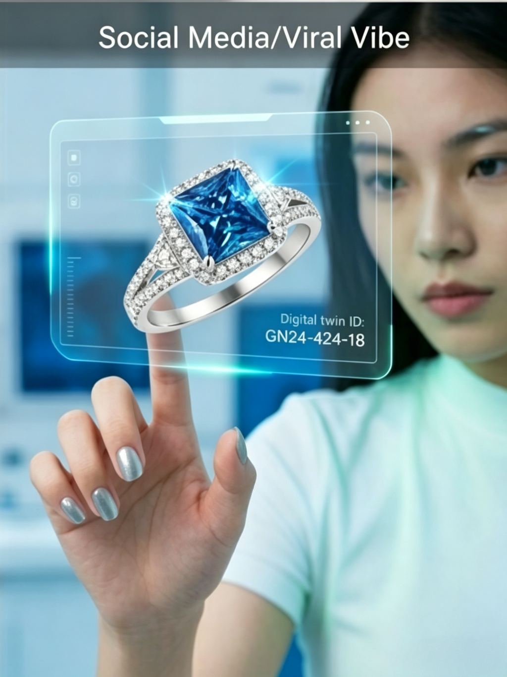 3ct Princess-Cut Moissanite Halo Ring | Cyber-Glow Scientific Brilliance | TARA AYARH LUNE