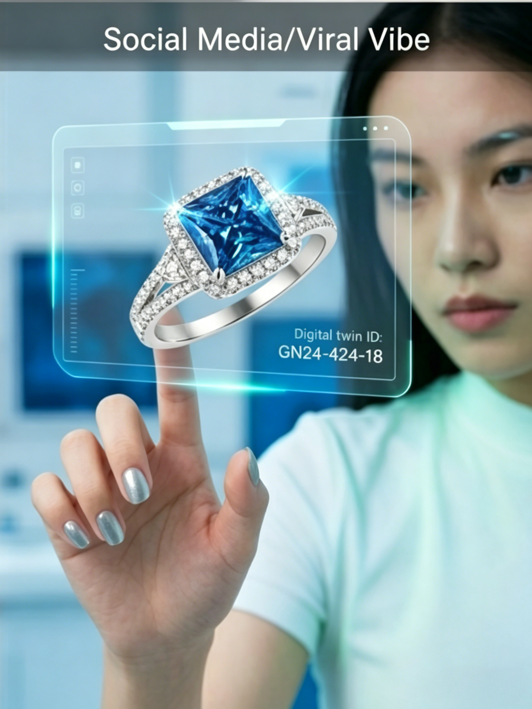 3ct Princess-Cut Moissanite Halo Ring | Cyber-Glow Scientific Brilliance | TARA AYARH LUNE