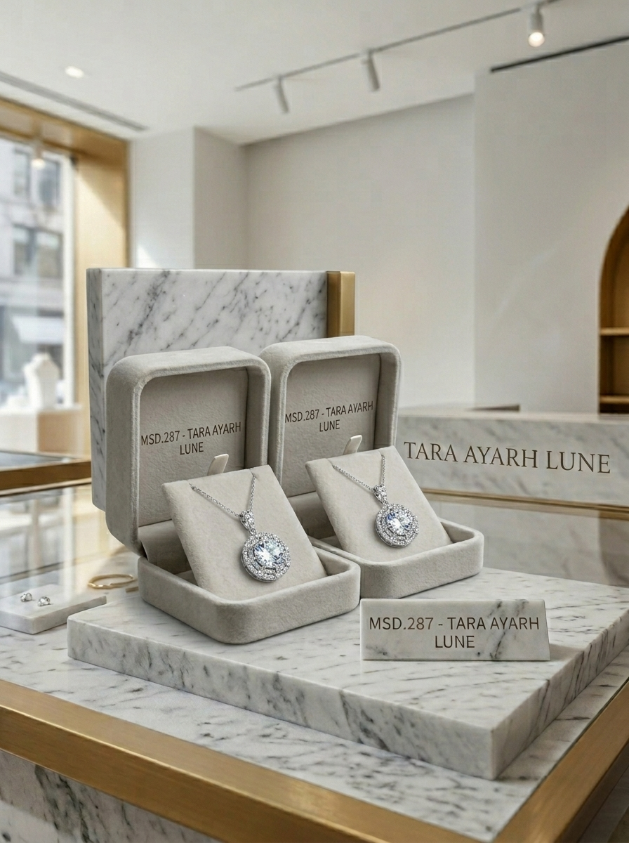 Multi-Tiered Concentric Halo Moissanite Pendant Detail | Lab-Grown VVS1 D-Color | TARA AYARH LUNE