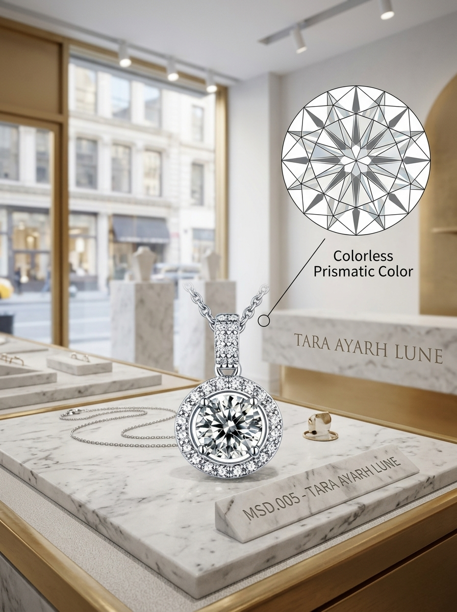3ct Round-Cut Moissanite Halo Pendant Necklace | Galactic Grande | TARA AYARH LUNE