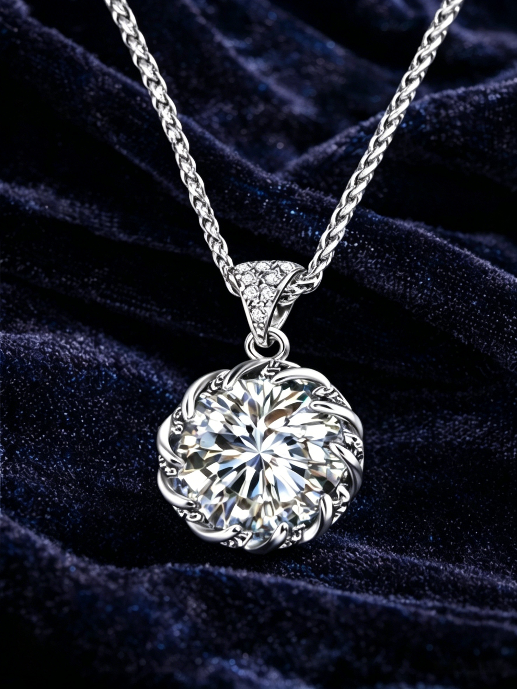 Round Moissanite Solitaire Pendant Side View | 925 Sterling Silver | TARA AYARH LUNE