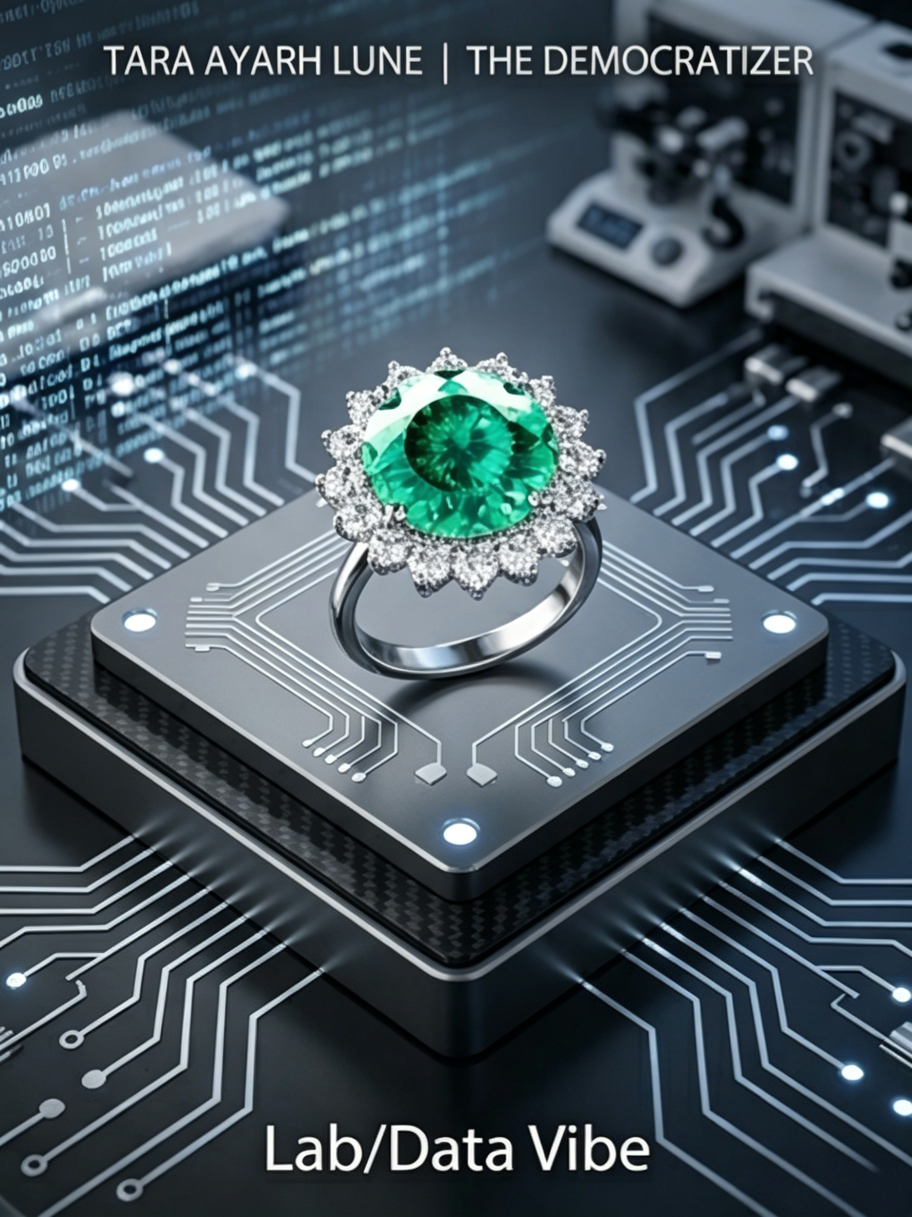 5ct Green Moissanite Sunflower Halo Statement Ring | Solaris Empress High-Voltage Lab | TARA AYARH LUNE