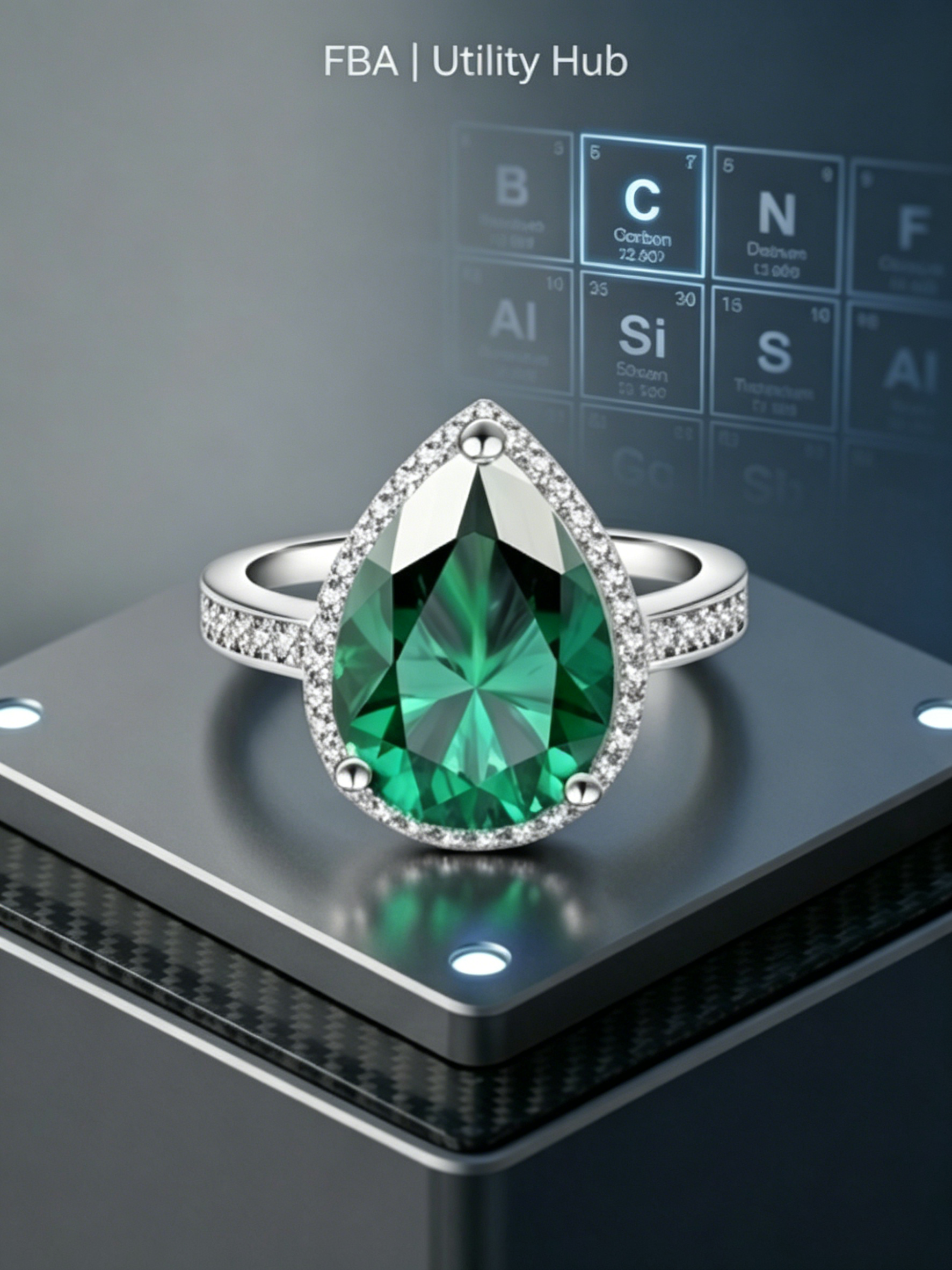 5ct Pear Cut Moissanite Radiant Halo Ring | Apex Tear Ultra-Luxe Pavé Edition | TARA AYARH LUNE