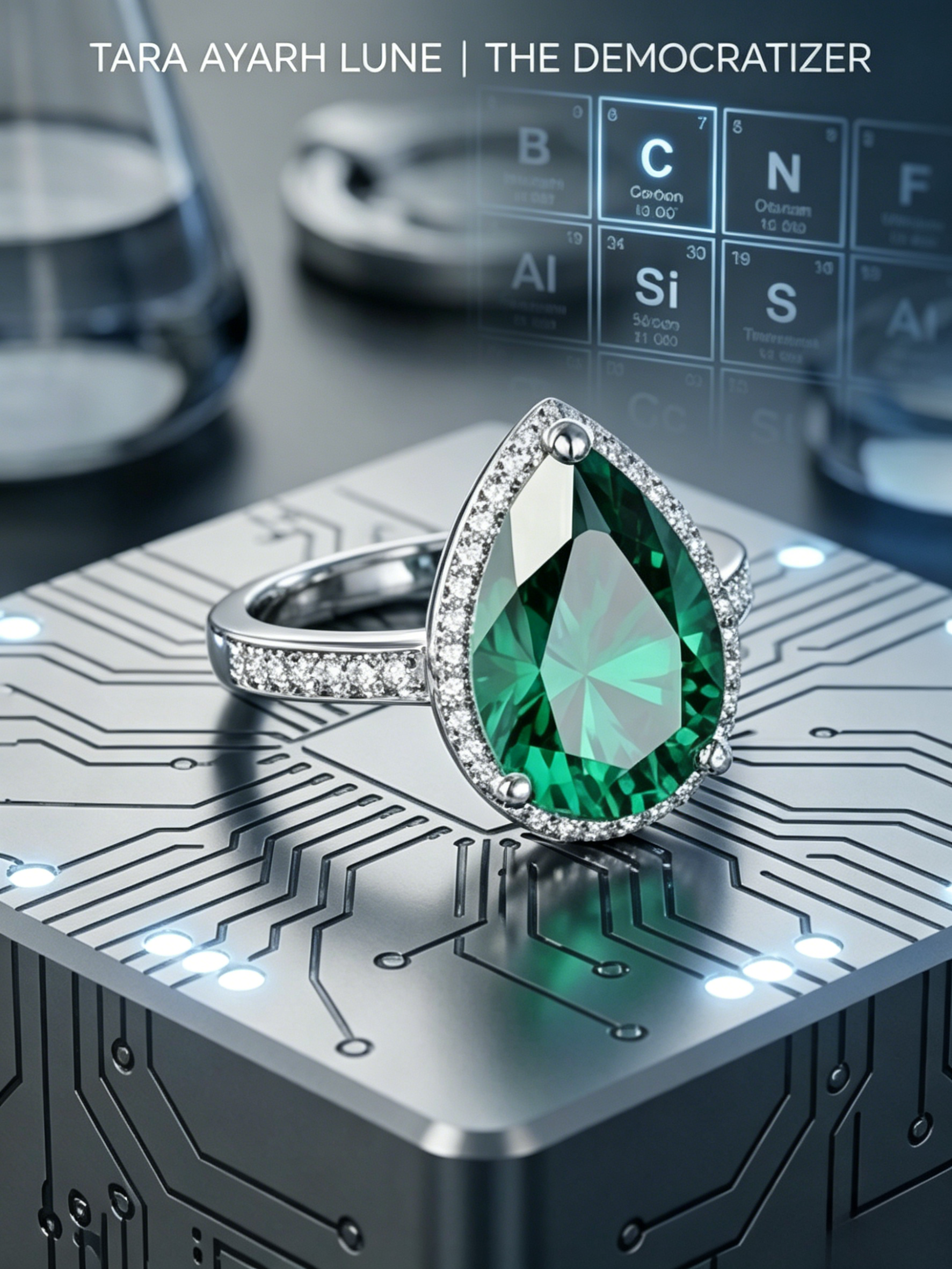 5ct Pear Cut Moissanite Radiant Halo Ring | Apex Tear Ultra-Luxe Pavé Edition | TARA AYARH LUNE