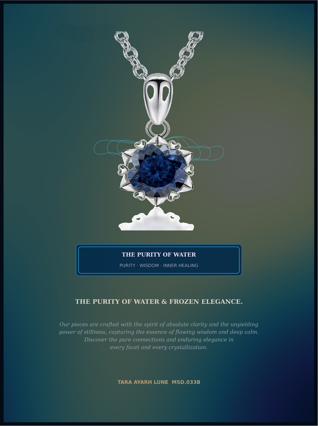 2ct 100-Facet Radiant-Cut Blue Moissanite Snowflake Pendant Necklace | Arctic Bloom | TARA AYARH LUNE