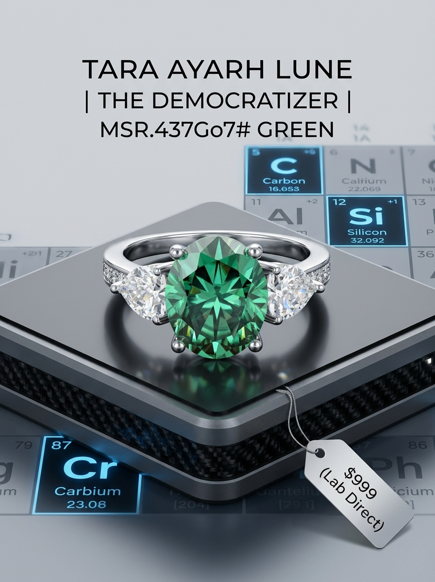 5ct Oval Cut Green Moissanite Ring with Pear Accents | Infinite Trinity Premier Lab Luxury | TARA AYARH LUNE