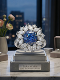 9mm Century Cut Moissanite Bloom Ring | Azure Emerald Canary Color Options | TARA AYARH LUNE