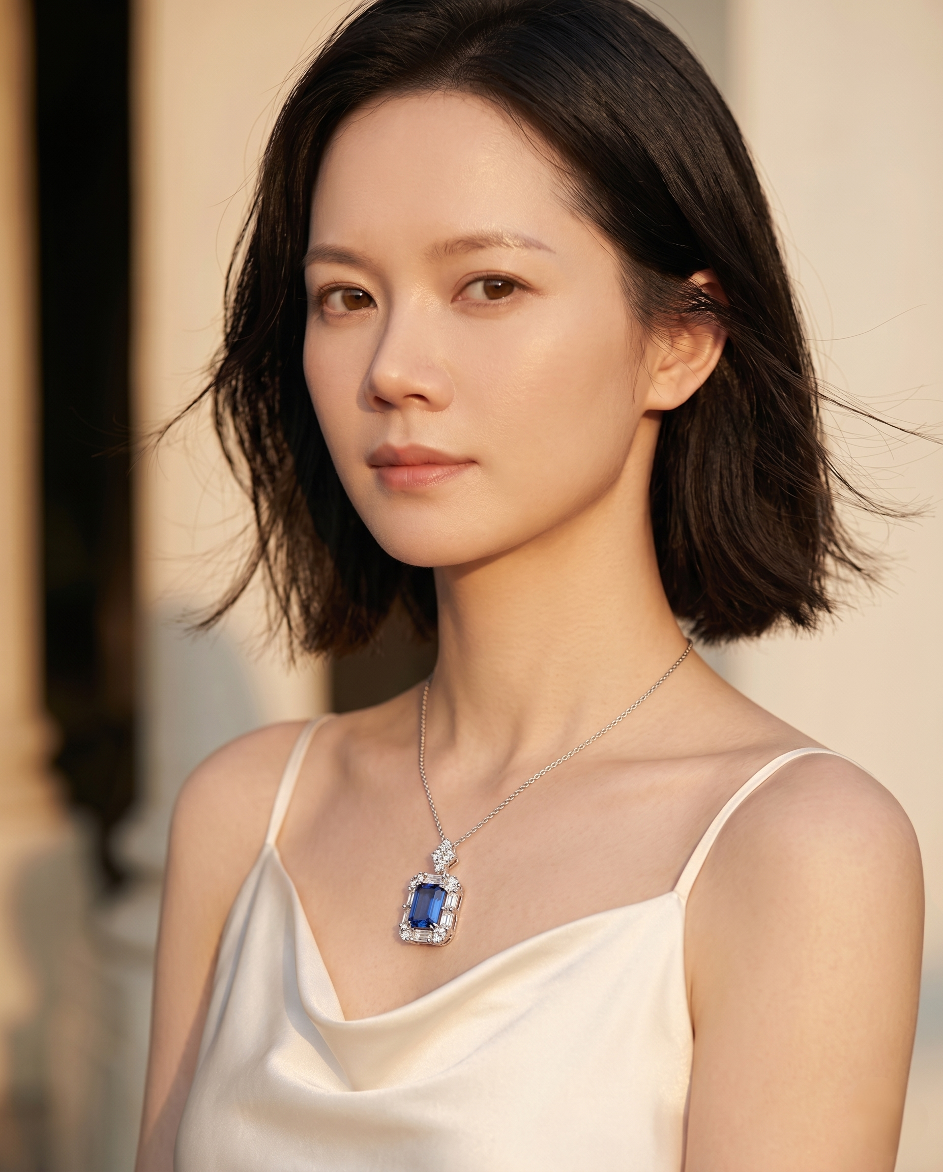 2ct Emerald-Cut Royal Blue Moissanite Star-Flashing Pendant Necklace | Royal Starburst | TARA AYARH LUNE