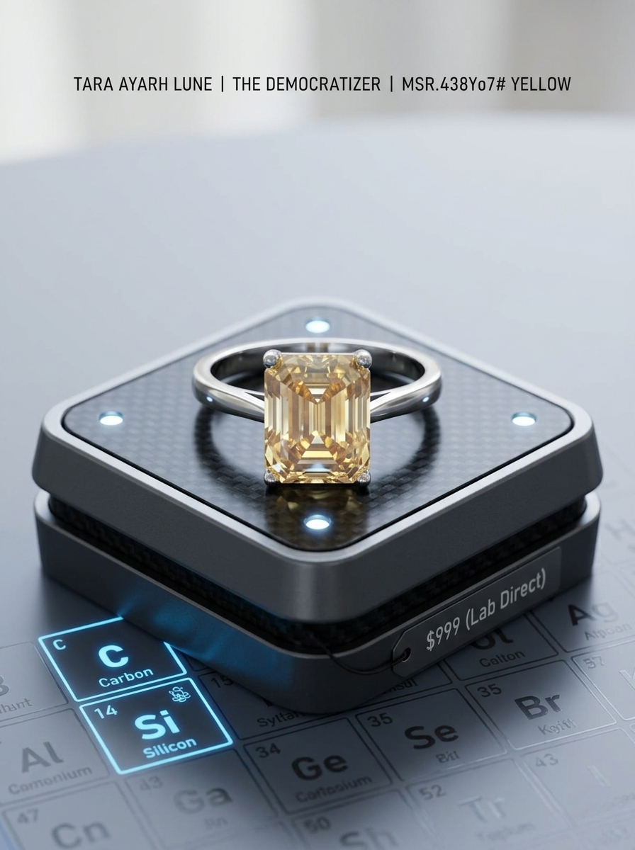 4ct Emerald-Cut Moissanite Step-Cut Elegance Ring | Emerald Horizon High-Clarity Chroma | TARA AYARH LUNE