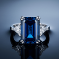 10ct Emerald-Cut Moissanite Statement Ring | Sovereign Pillar | TARA AYARH LUNE