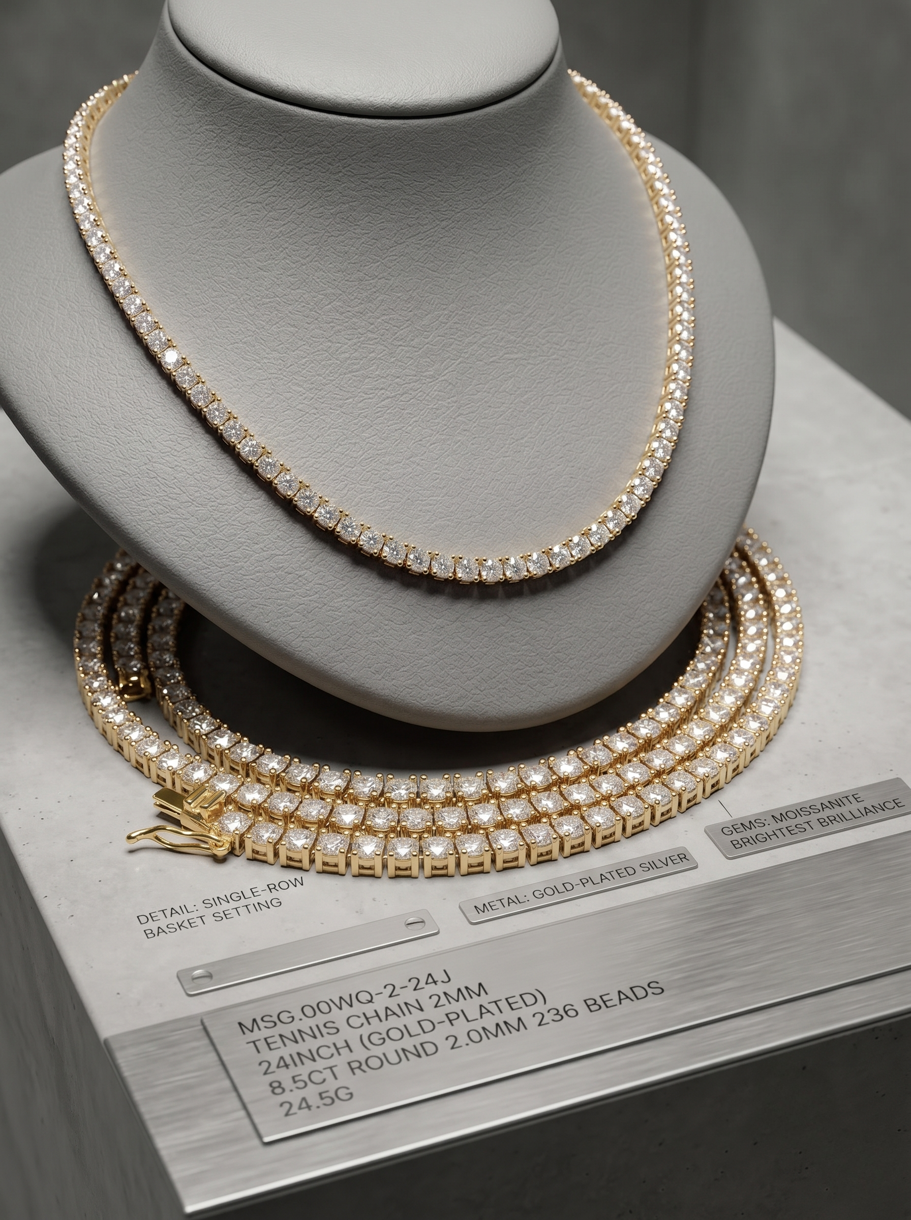 7.8ct Moissanite 22-Inch Tennis Chain | Infinite Circuit | TARA AYARH LUNE