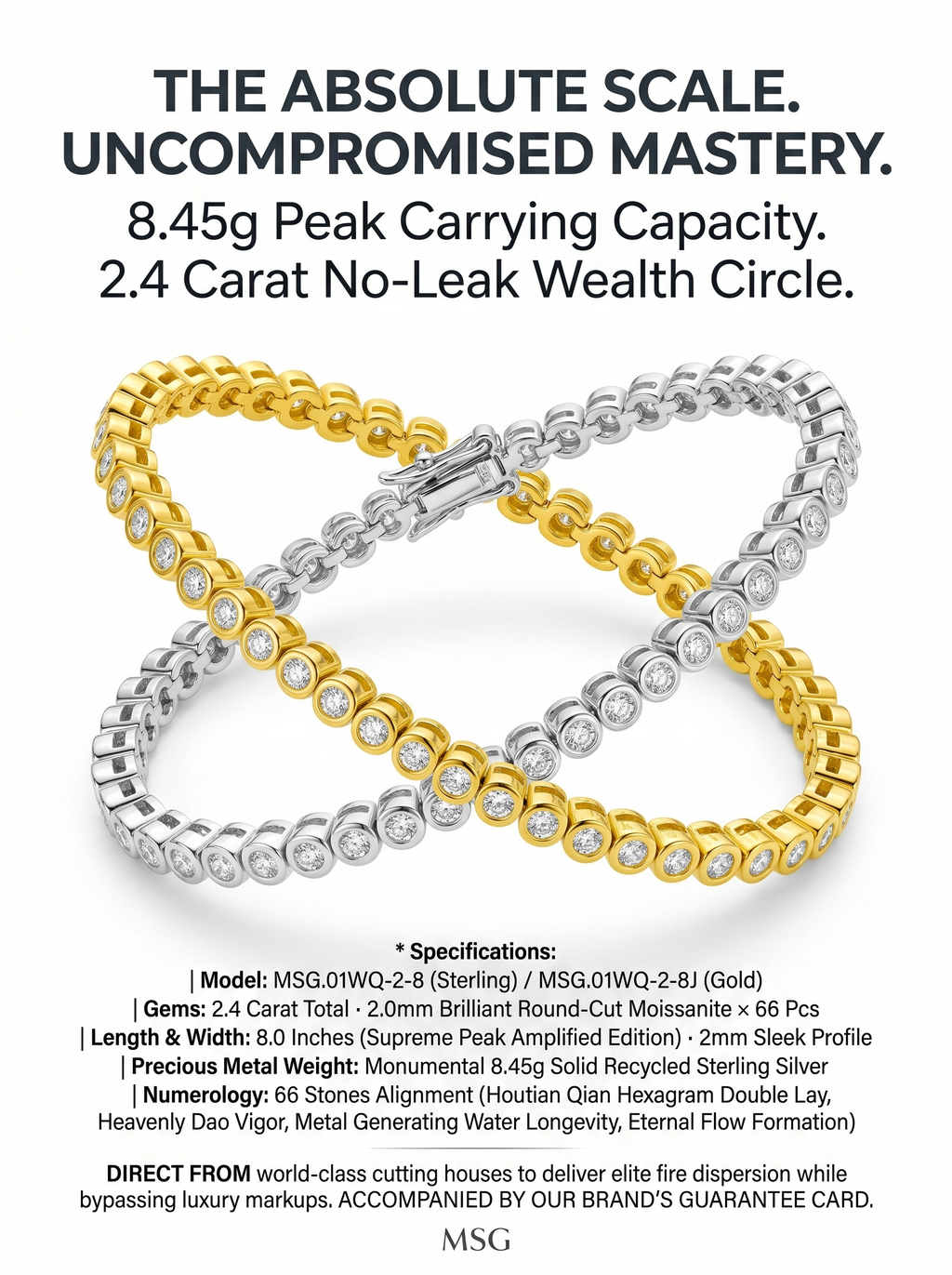 2.4ct Moissanite 8-Inch Tennis Bracelet | Apex Loop | TARA AYARH LUNE