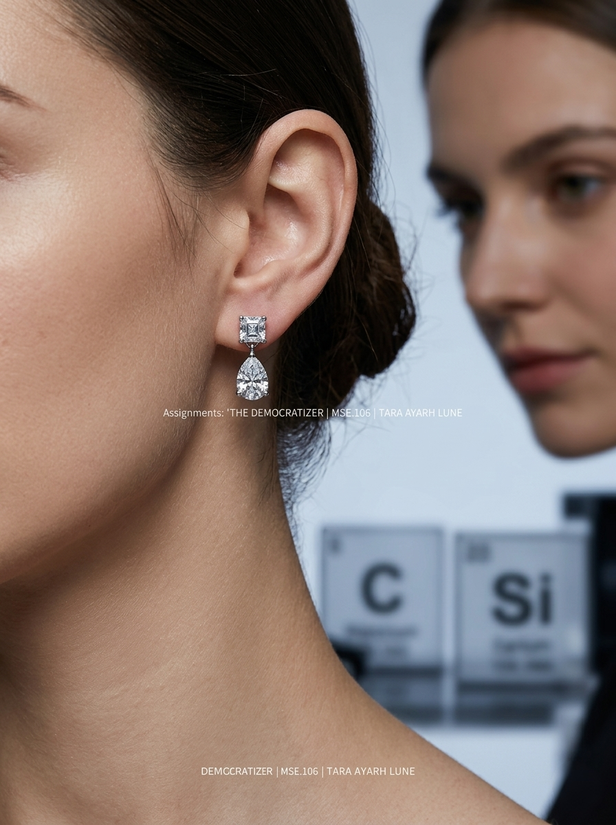 Asscher-Cut & Pear-Cut Moissanite Dual-Facet Drop Earrings | Ethereal Design | TARA AYARH LUNE