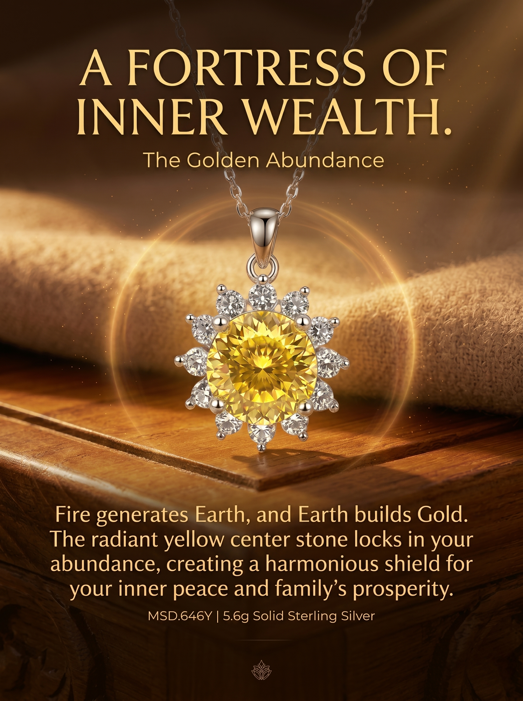 3ct Round-Cut Moissanite Pendant Necklace | Solar Bloom | TARA AYARH LUNE