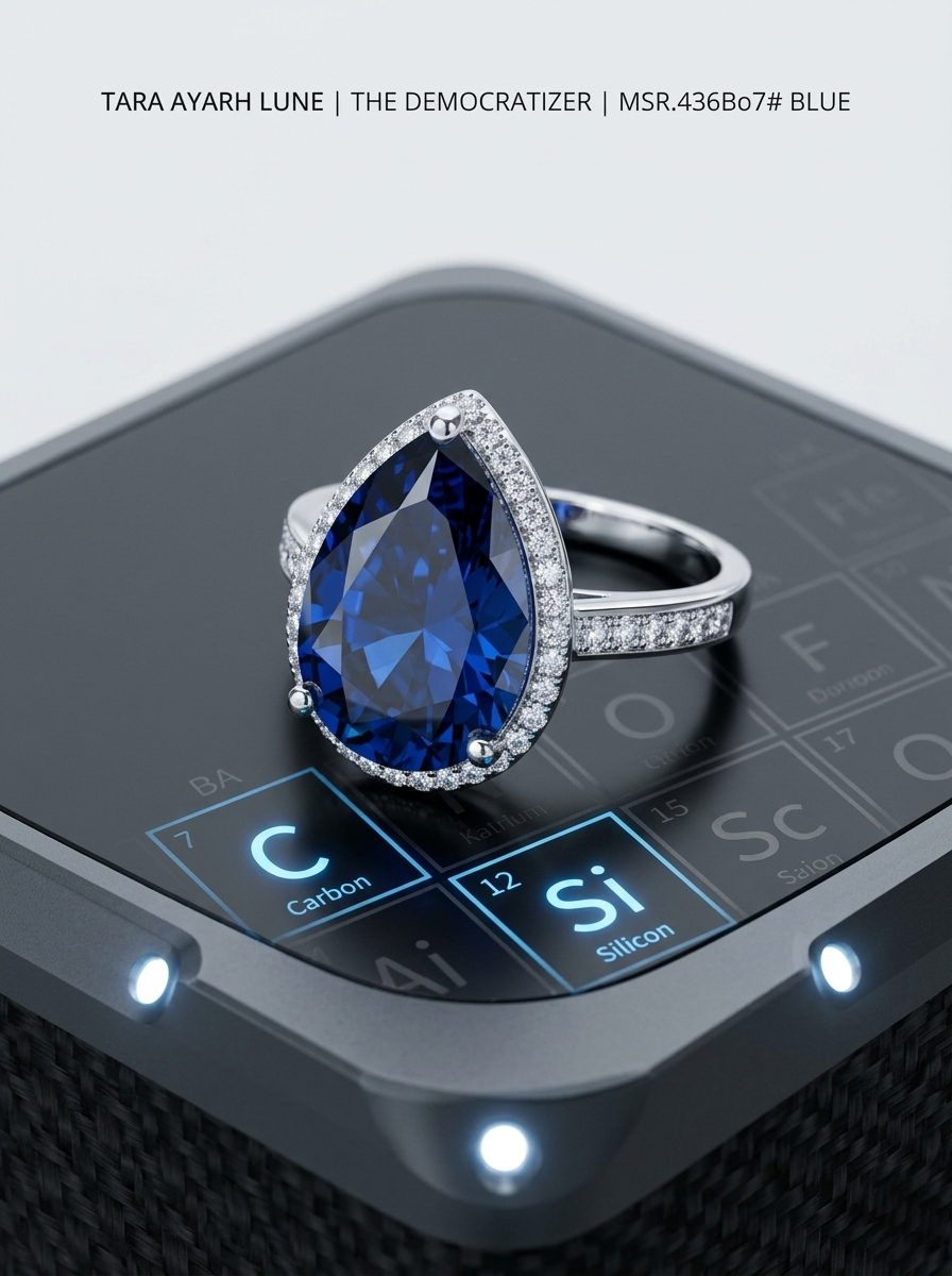 5ct Pear Cut Moissanite Radiant Halo Ring | Apex Tear Ultra-Luxe Pavé Edition | TARA AYARH LUNE