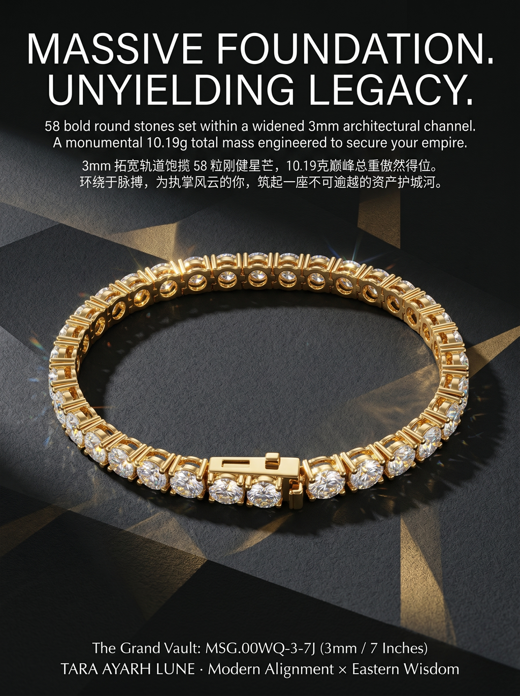3mm Bold 2ct Moissanite 7-Inch Tennis Bracelet | Grand Vault | TARA AYARH LUNE