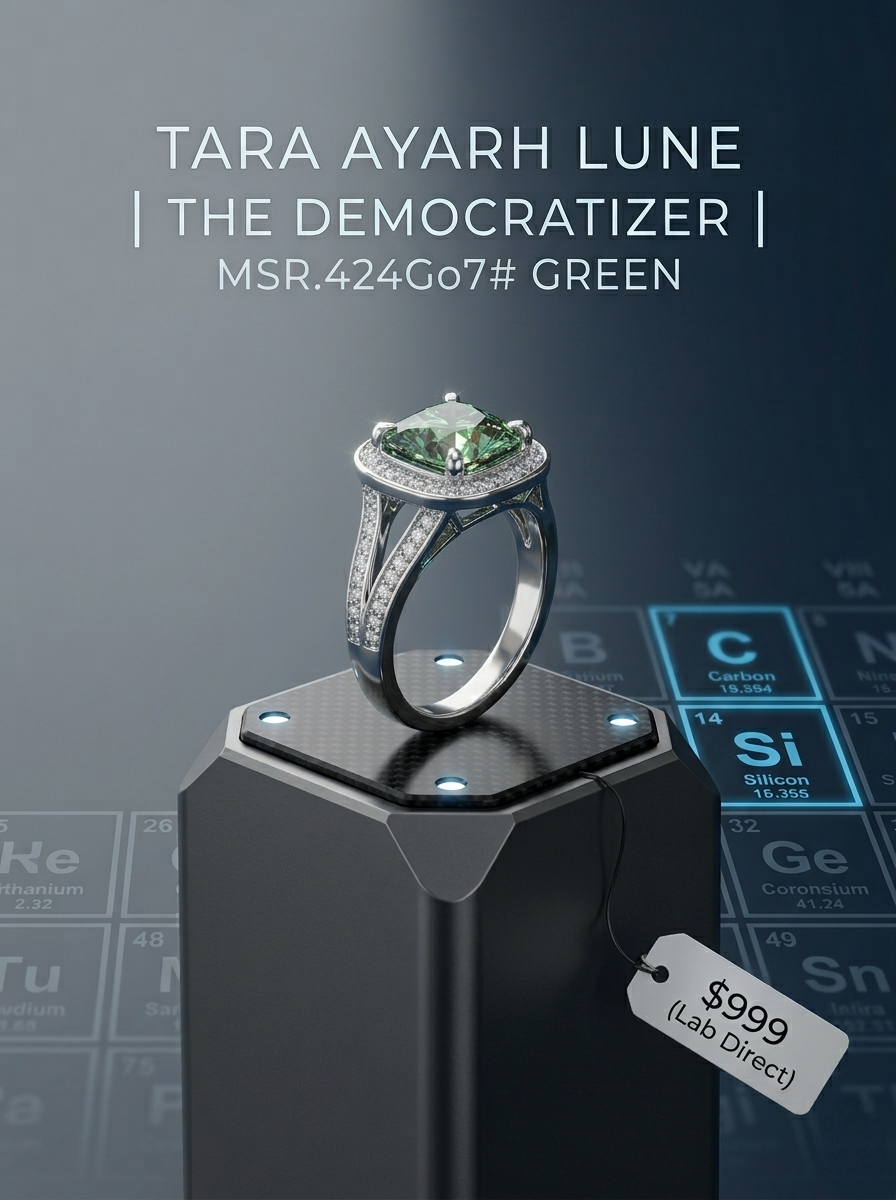 3ct Princess-Cut Moissanite Halo Ring | Cyber-Glow Scientific Brilliance | TARA AYARH LUNE