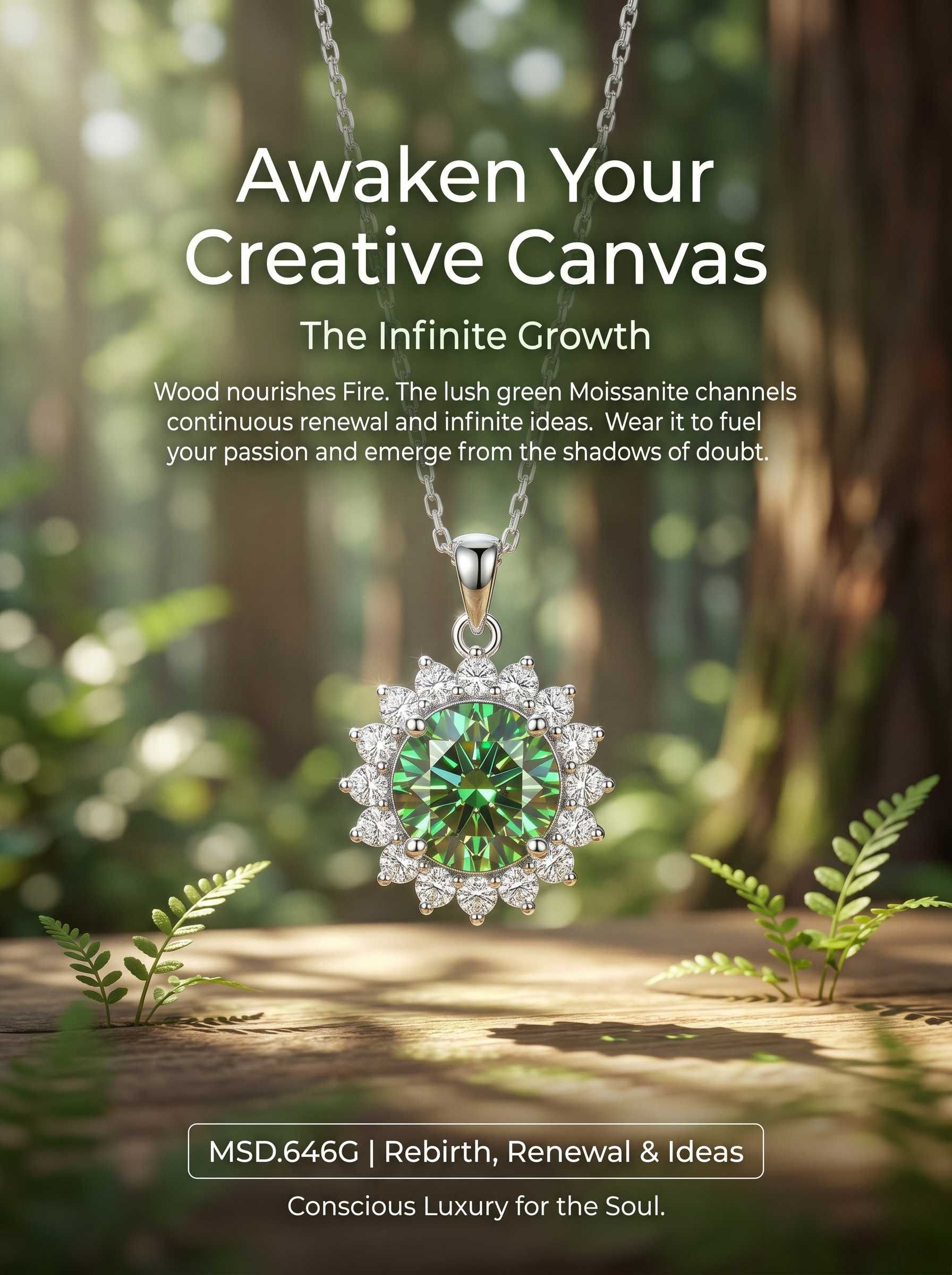 3ct Round-Cut Moissanite Pendant Necklace | Solar Bloom | TARA AYARH LUNE