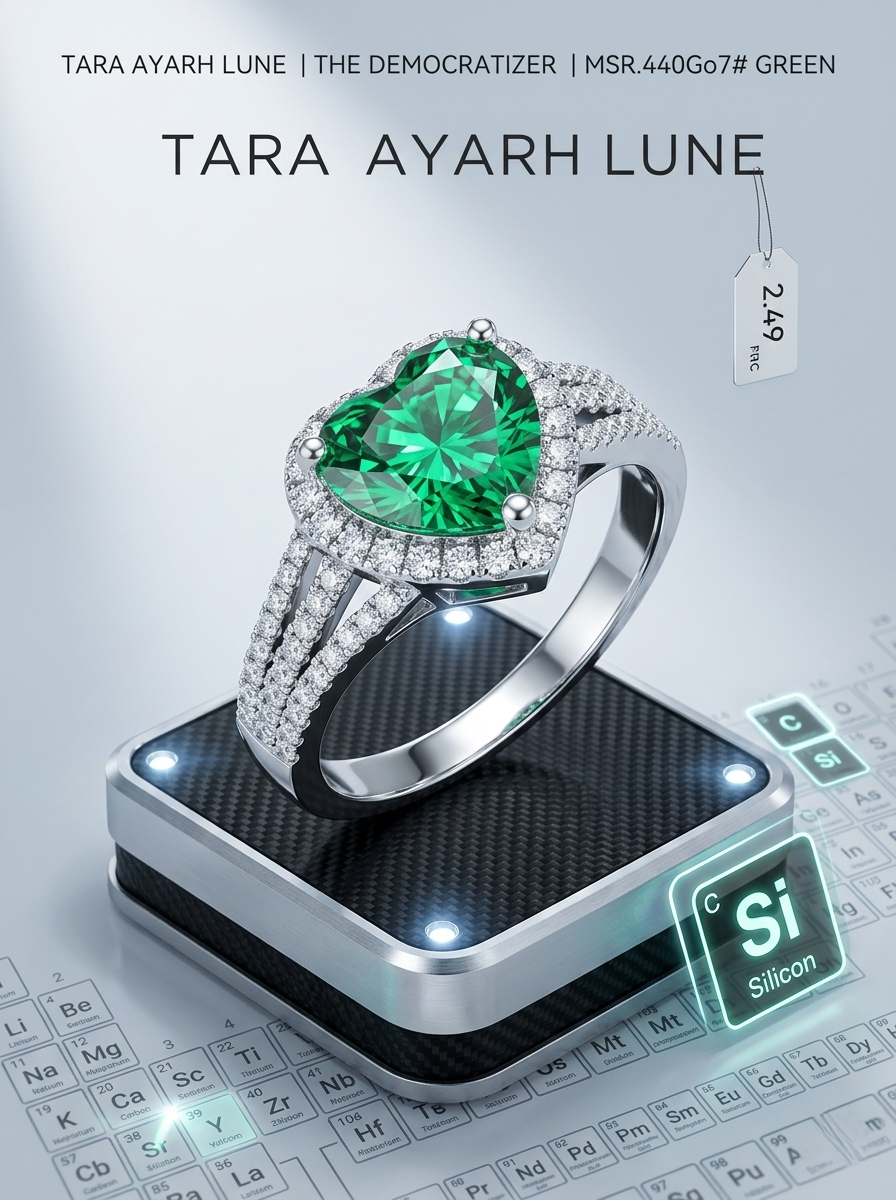 2ct Heart-Cut Moissanite Halo Ring | Emerald Green & Pink Color Options | TARA AYARH LUNE