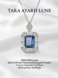 2ct Emerald-Cut Royal Blue Moissanite Star-Flashing Pendant Necklace | Royal Starburst | TARA AYARH LUNE