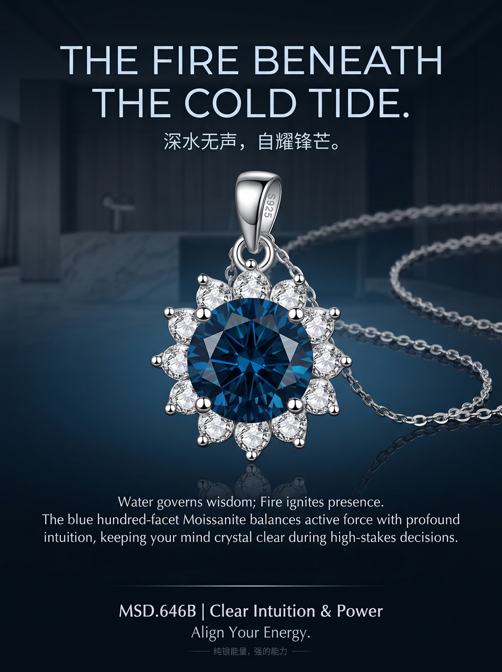 3ct Round-Cut Moissanite Pendant Necklace | Solar Bloom | TARA AYARH LUNE