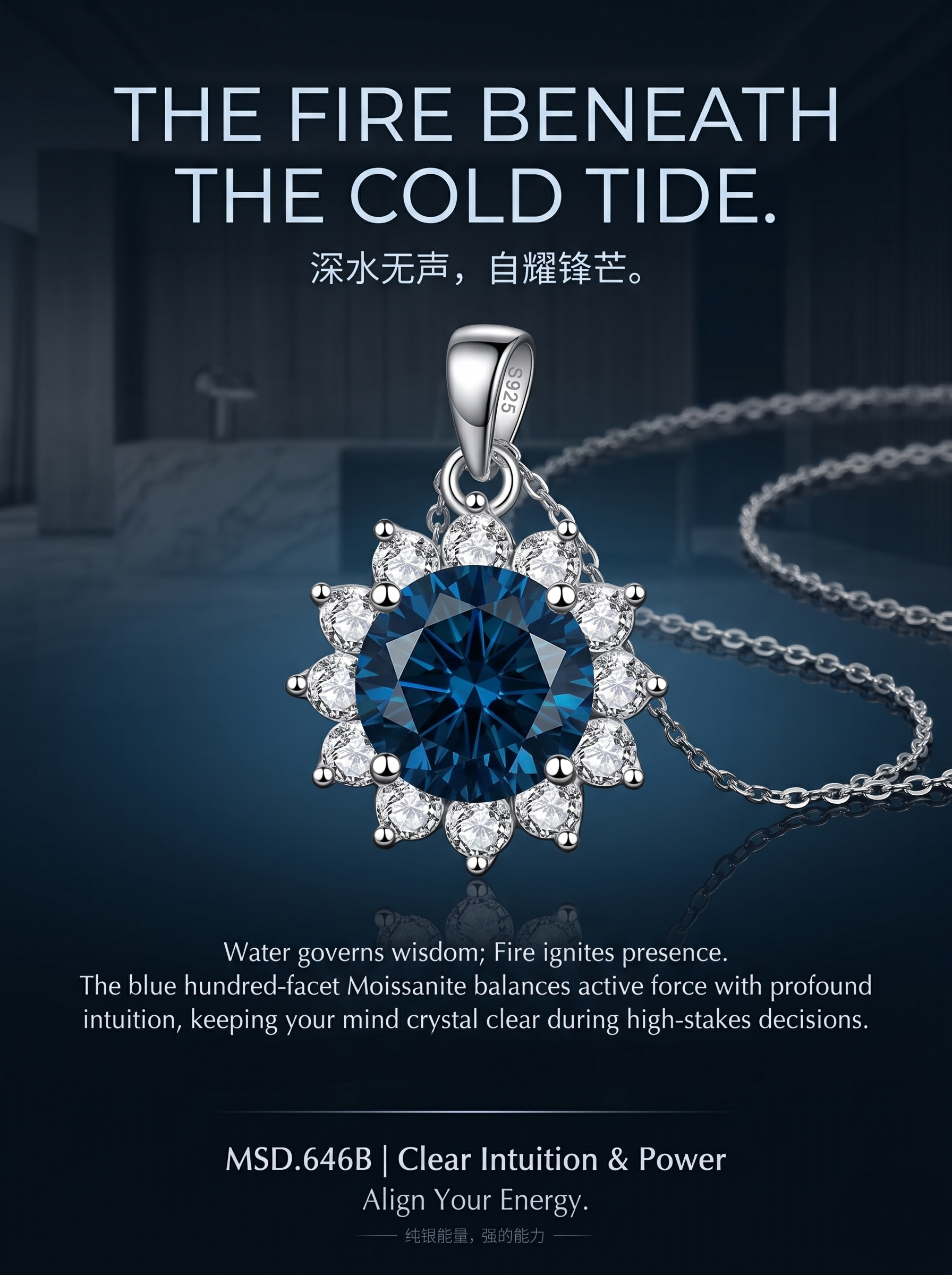 3ct Round-Cut Moissanite Pendant Necklace | Solar Bloom | TARA AYARH LUNE