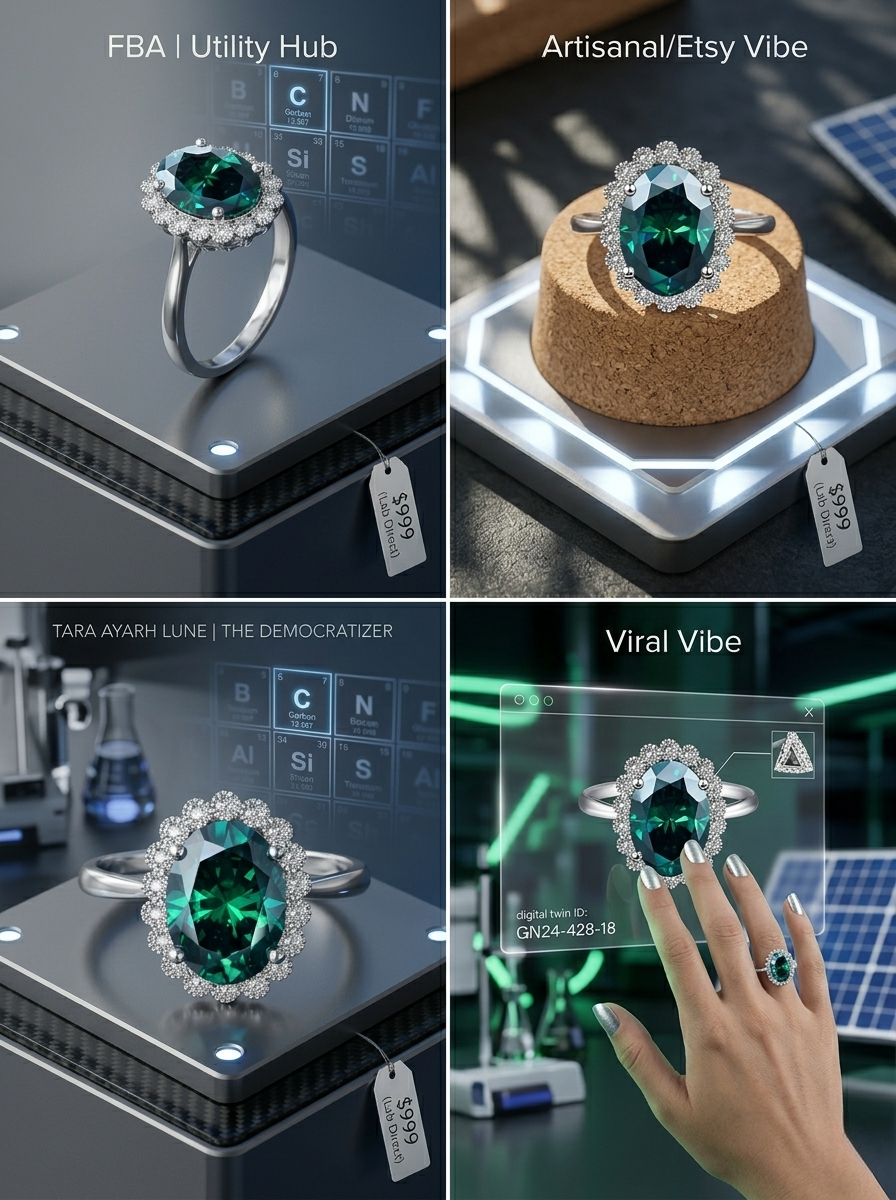 6ct Oval-Cut Moissanite Starburst Halo Ring | Solaris High-Voltage Brilliance | TARA AYARH LUNE