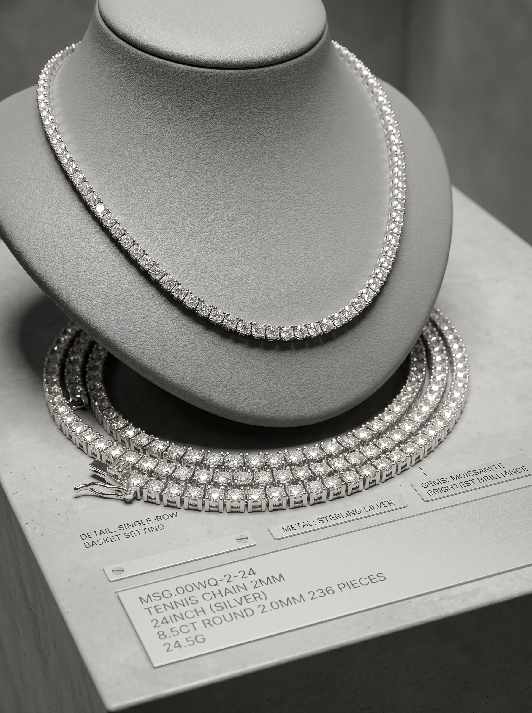 7.8ct Moissanite 22-Inch Tennis Chain | Infinite Circuit | TARA AYARH LUNE