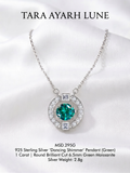 1ct Round-Cut Green Moissanite Kinetic Dancing Pendant Necklace | Kinetic Verdure | TARA AYARH LUNE