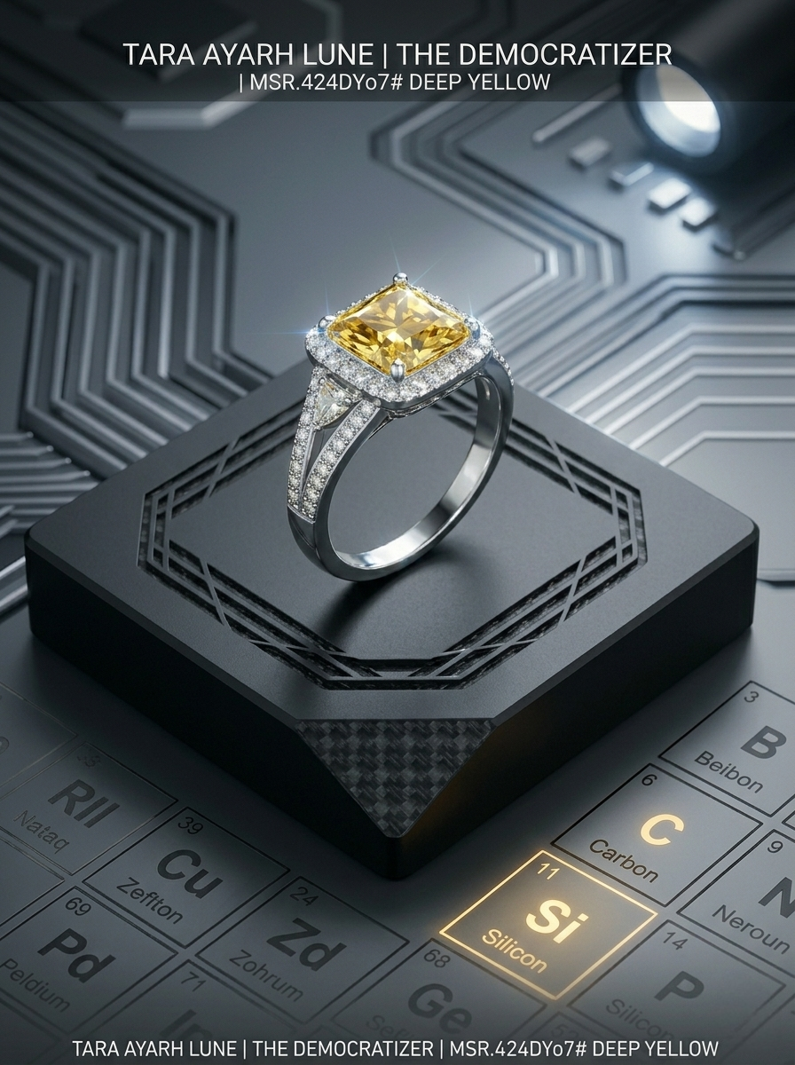 3ct Princess-Cut Moissanite Halo Ring | Cyber-Glow Scientific Brilliance | TARA AYARH LUNE
