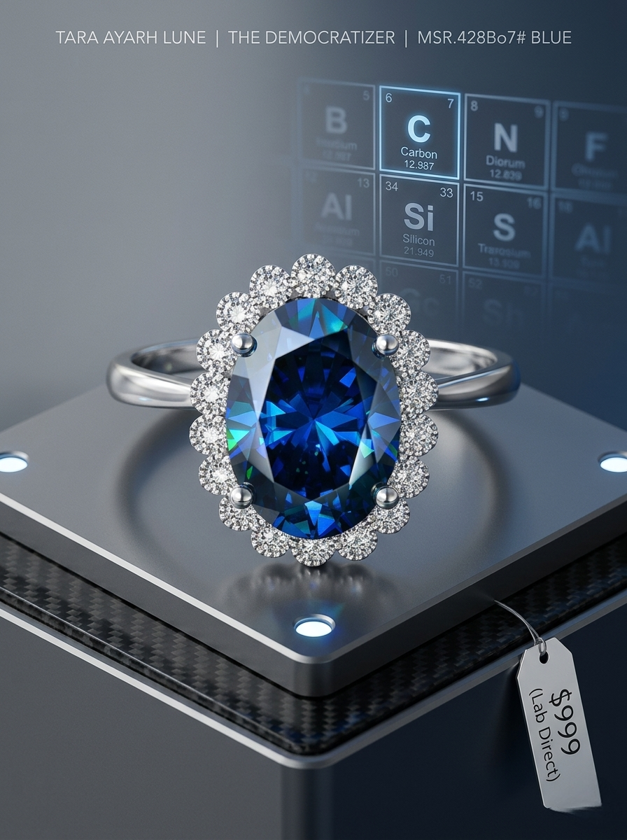 6ct Oval-Cut Moissanite Starburst Halo Ring | Solaris High-Voltage Brilliance | TARA AYARH LUNE