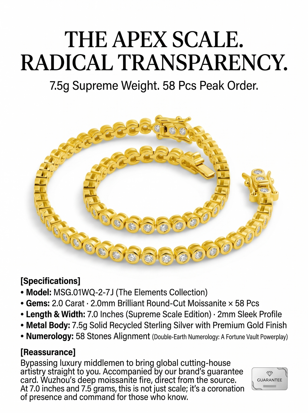 2ct Moissanite Tennis Bracelet 7-Inch | Sovereign Loop | TARA AYARH LUNE