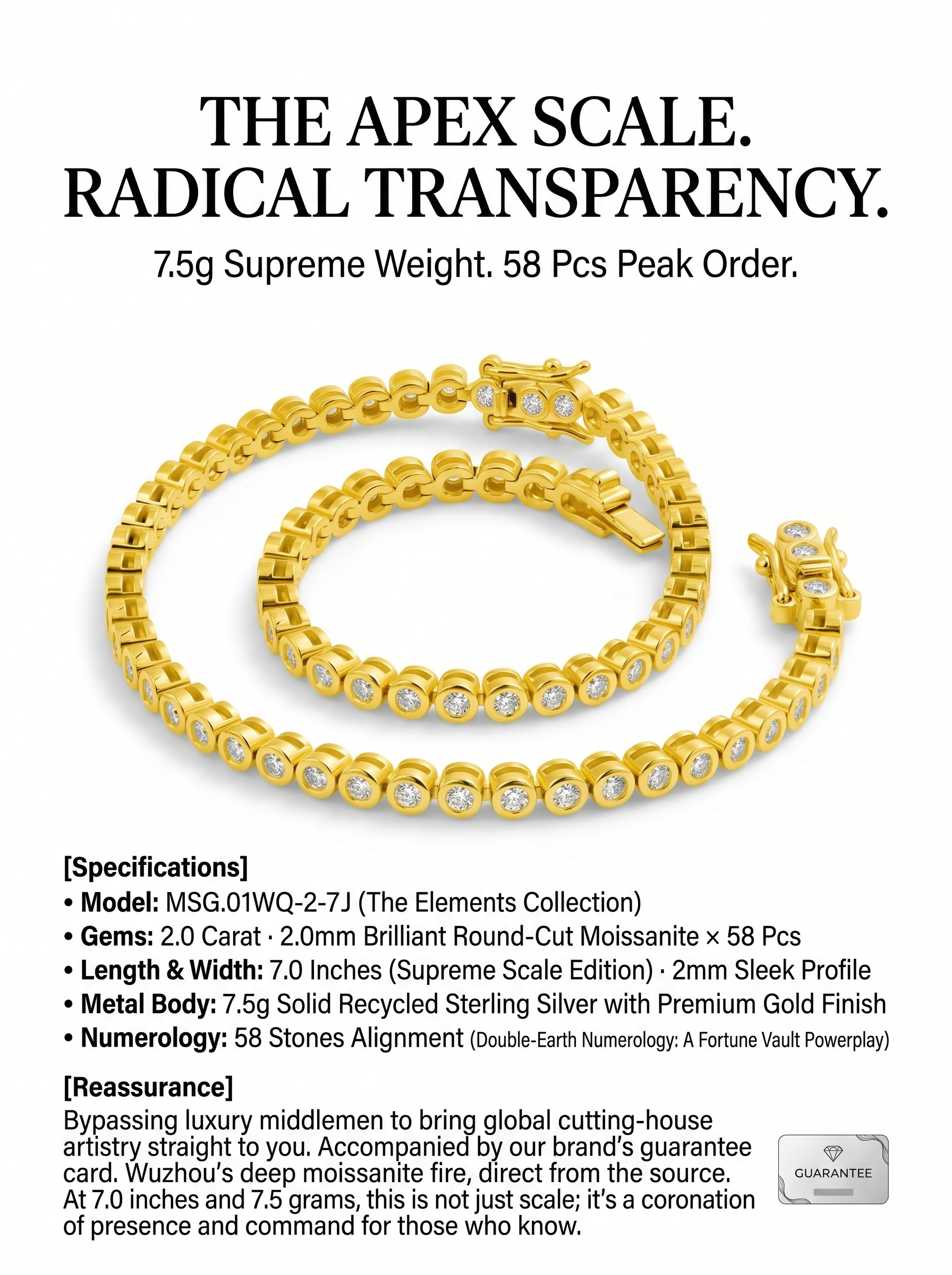 2ct Moissanite Tennis Bracelet 7-Inch | Sovereign Loop | TARA AYARH LUNE