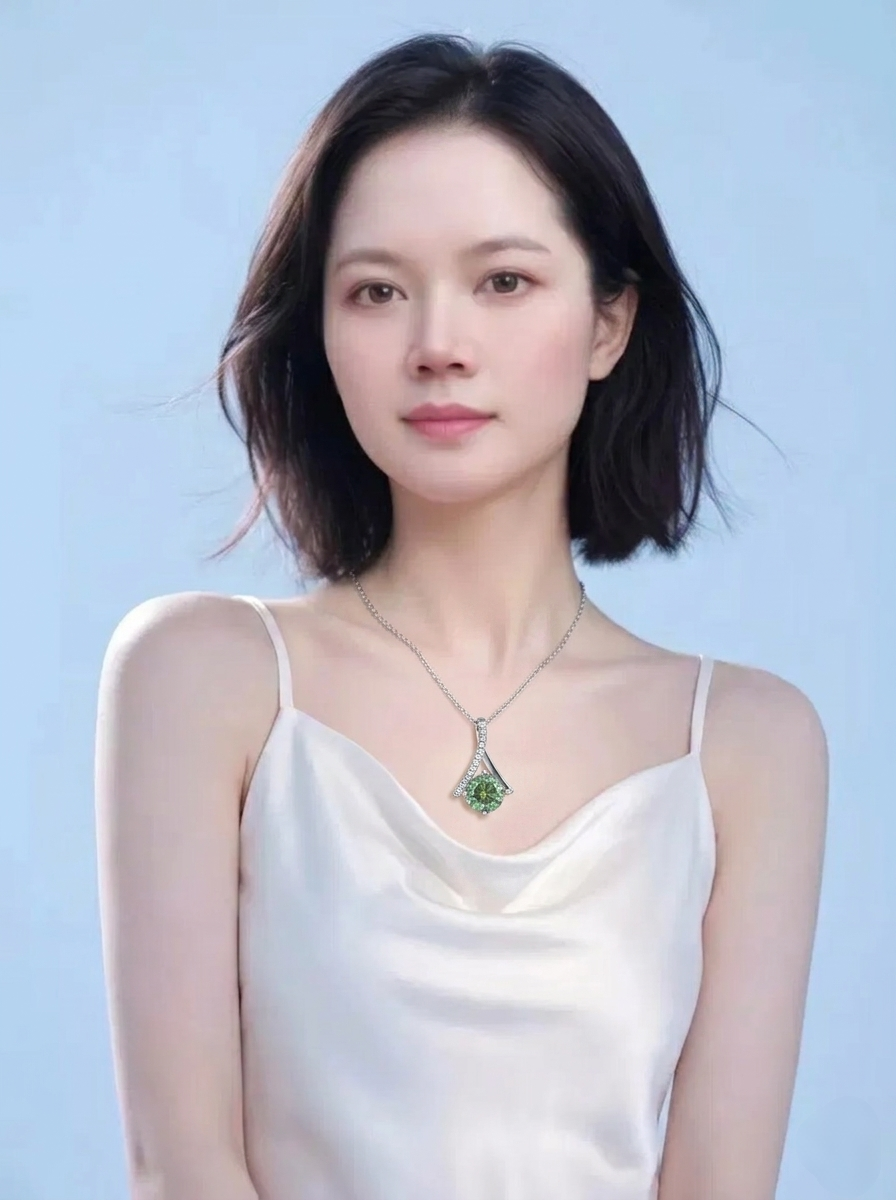 Fluorescent Wings Green Moissanite Pendant Necklace | Element of Air | TARA AYARH LUNE