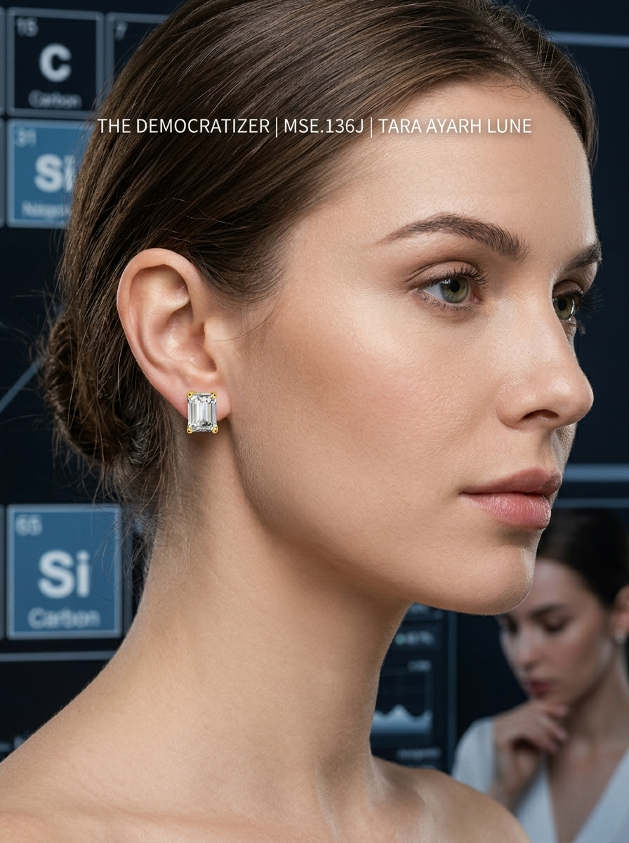 2ctw Emerald Cut Moissanite Stud Earrings | Classic 18K Gold Plated Editions | TARA AYARH LUNE