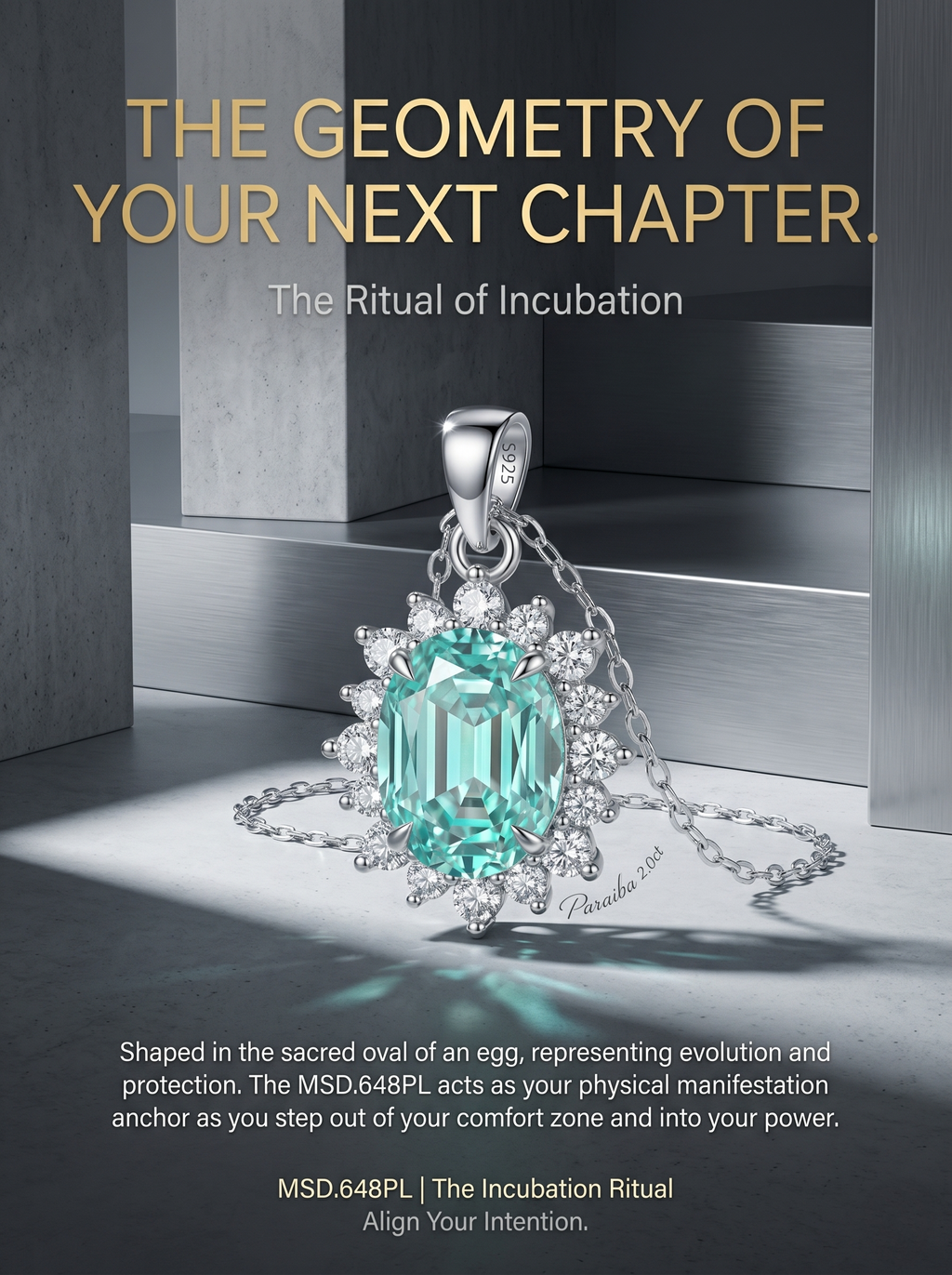 2ct Oval-Cut Paraiba Moissanite Pendant Necklace | Solar Bloom | TARA AYARH LUNE
