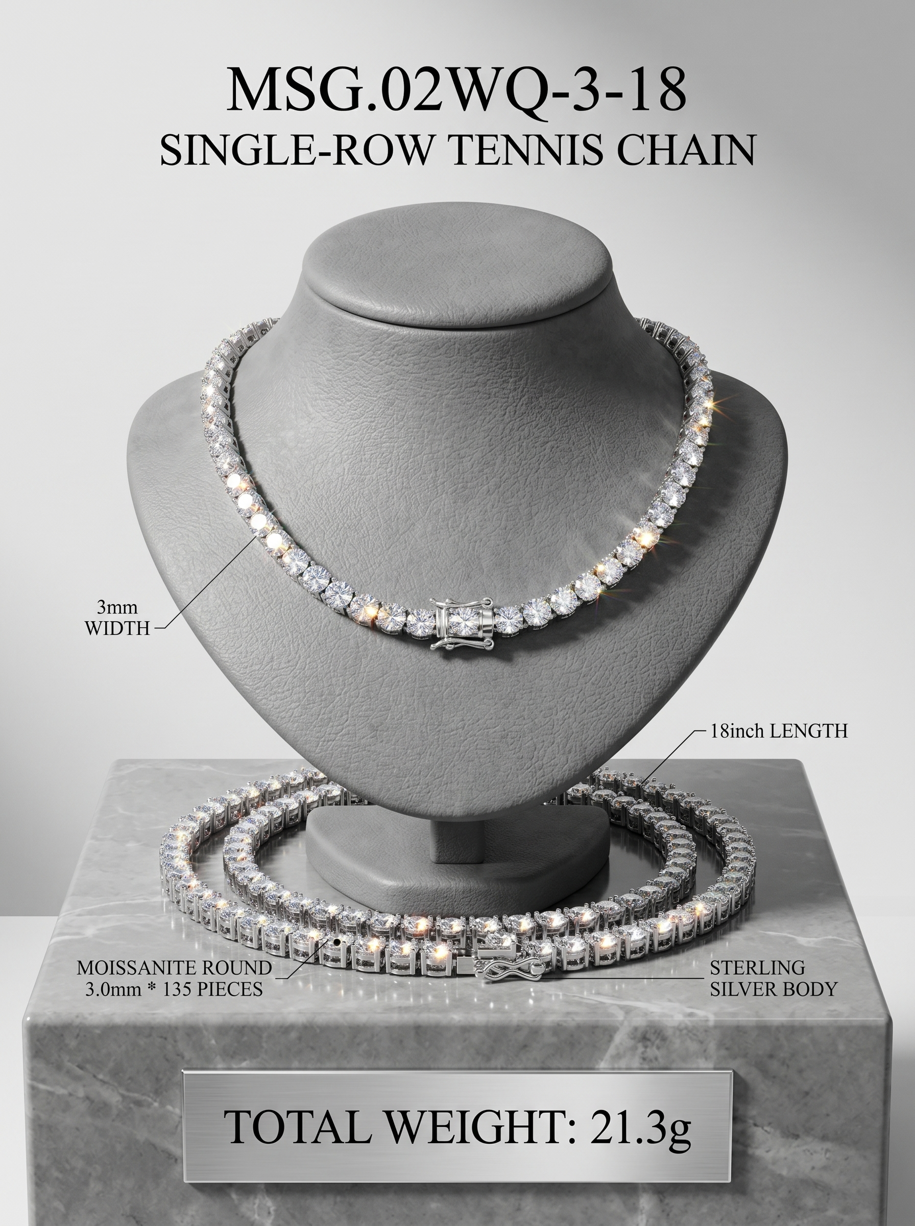3mm Bold Moissanite Tennis Chain | Sovereign Oracle | TARA AYARH LUNE