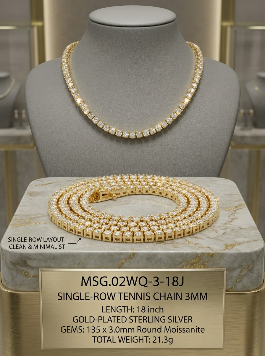 3mm Bold Moissanite Tennis Chain | Sovereign Oracle | TARA AYARH LUNE