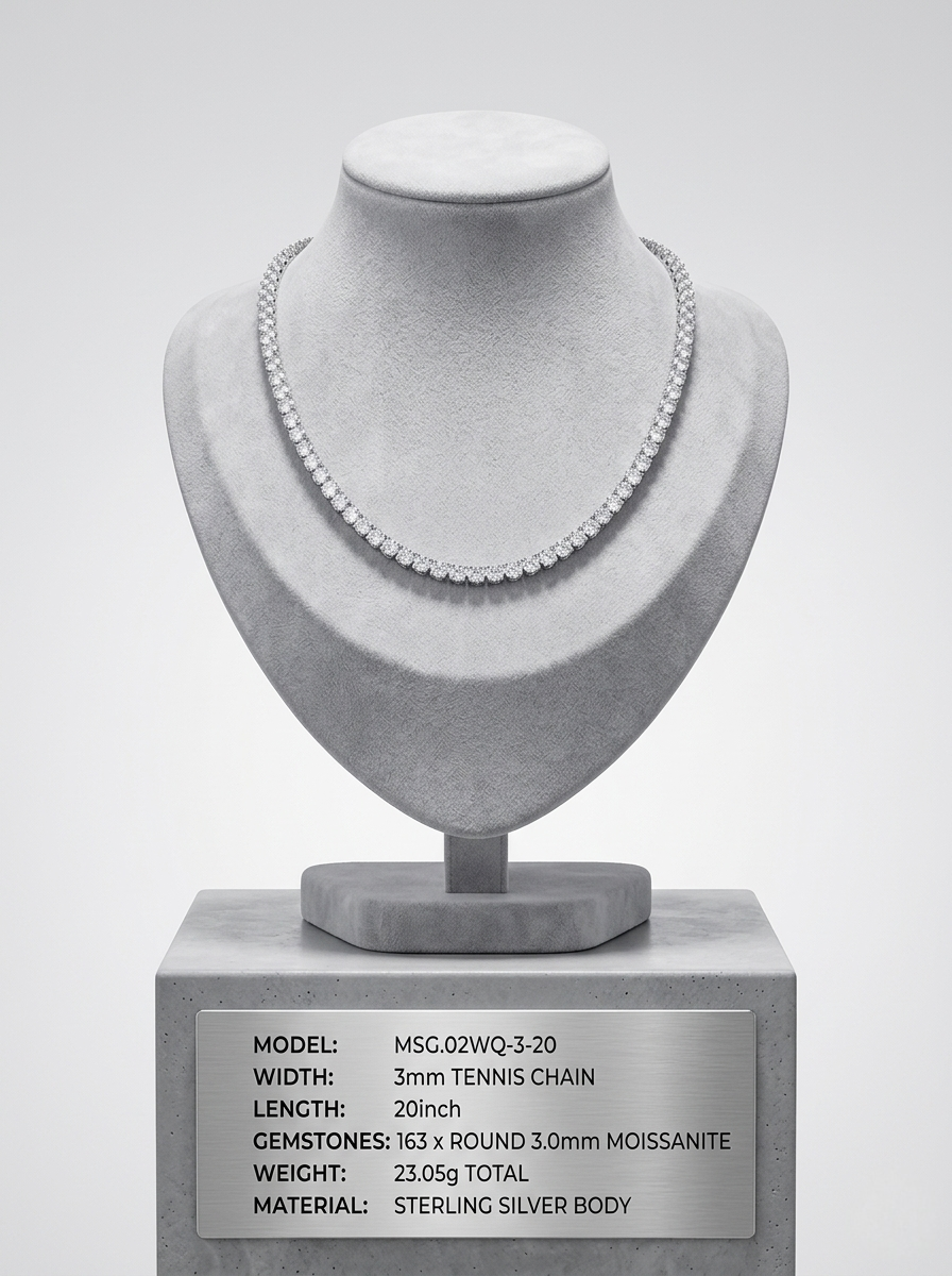 3mm Bold Moissanite Tennis Chain | Sovereign Oracle | TARA AYARH LUNE