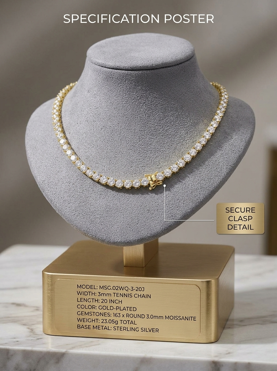 3mm Bold Moissanite Tennis Chain | Sovereign Oracle | TARA AYARH LUNE