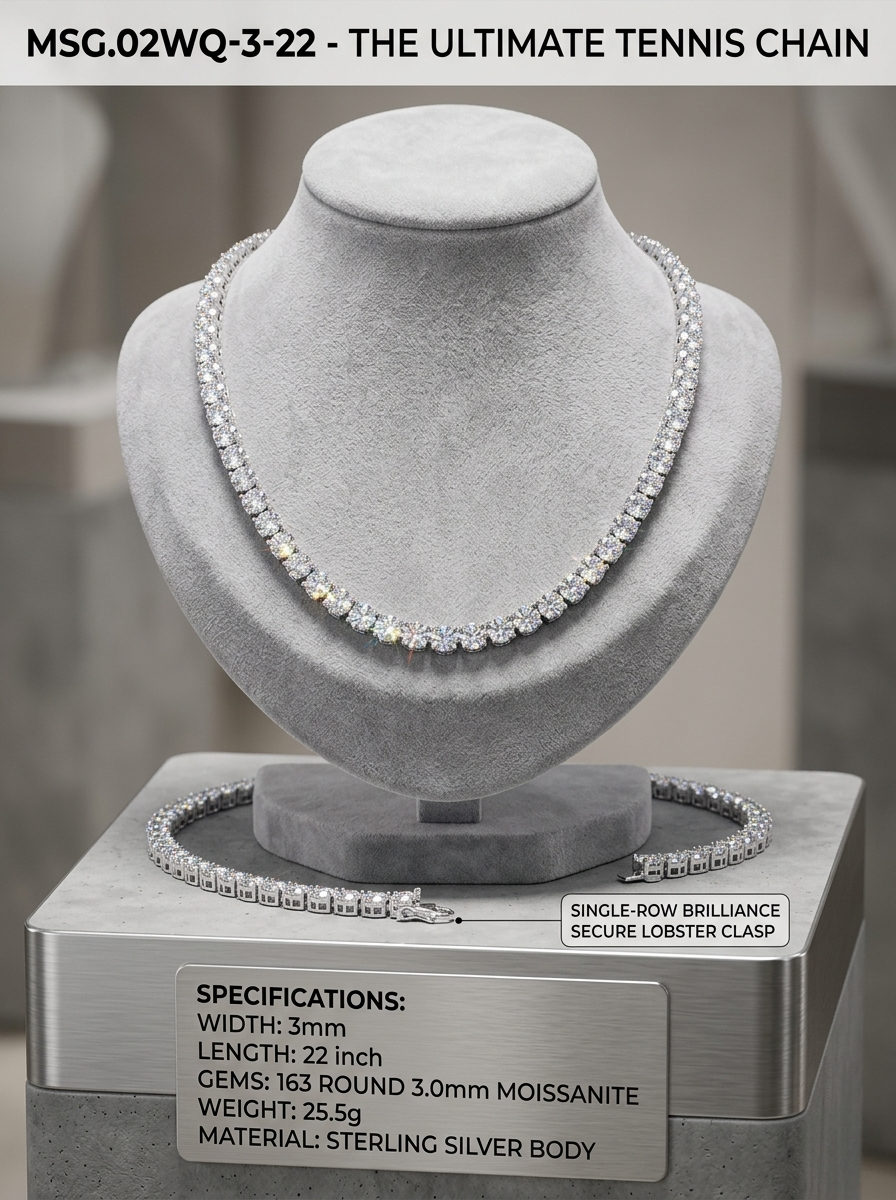 3mm Bold Moissanite Tennis Chain | Sovereign Oracle | TARA AYARH LUNE