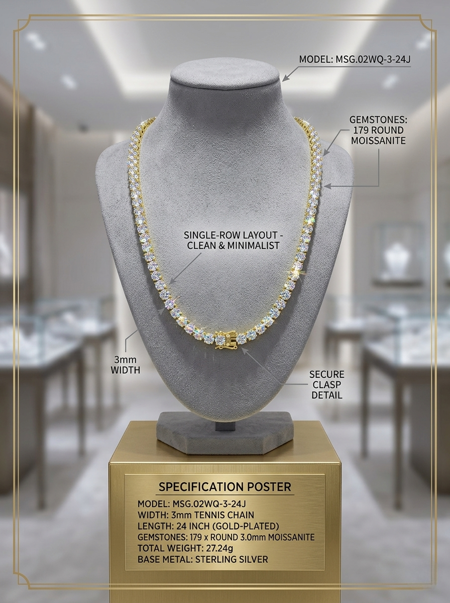 3mm Bold Moissanite Tennis Chain | Sovereign Oracle | TARA AYARH LUNE