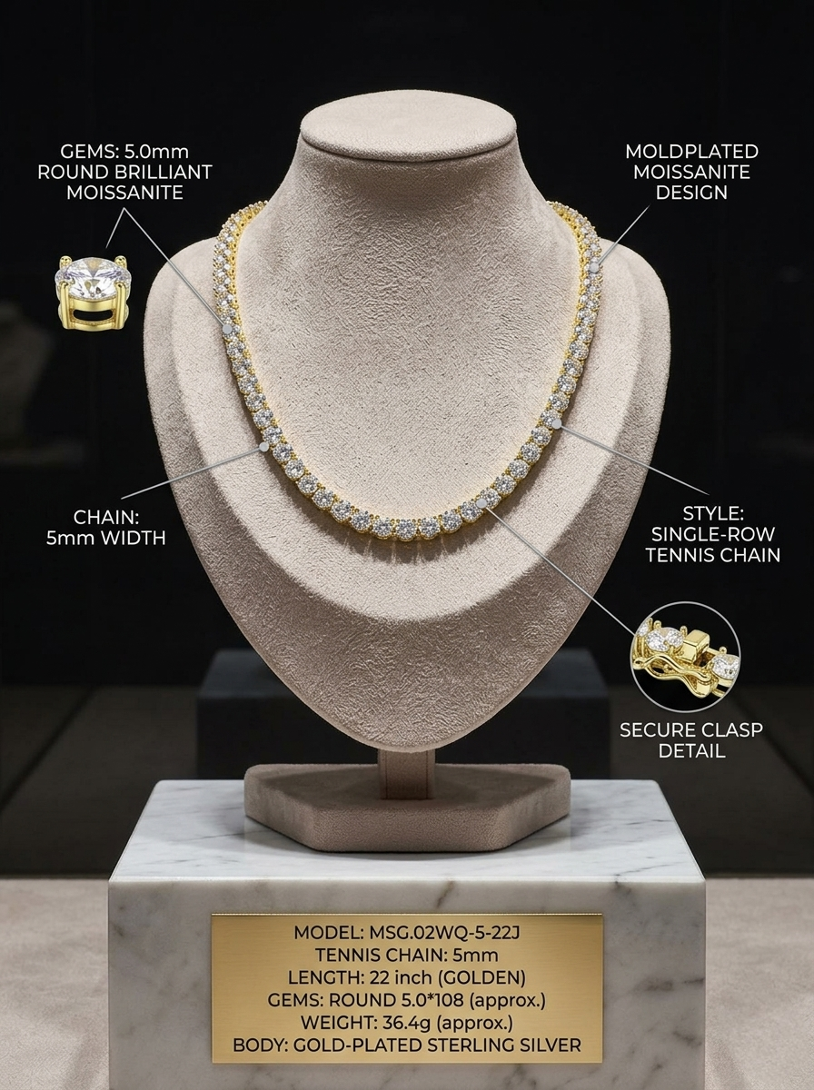 4mm Bold Moissanite 24-Inch Tennis Chain | Empire Circuit | TARA AYARH LUNE